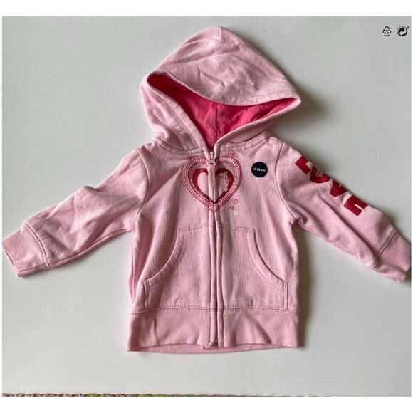Baby Gap Girls Pink Love Zip Jacket Hoodie 12-18M Zip-up - Picture 3 of 6